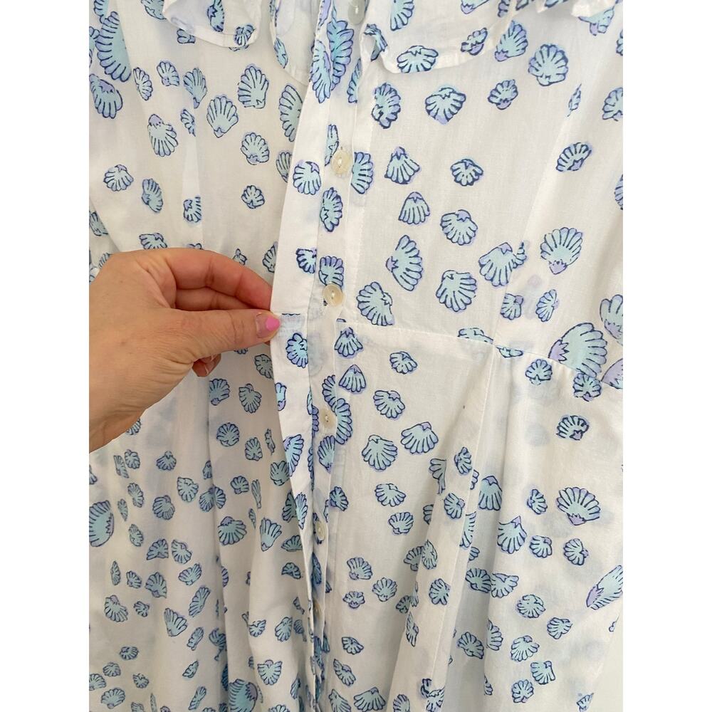 Julia India Amory JA Ruffle Shirt Maxi Dress Blue Shell Puff Sleeve Tuckernuck S - Picture 9 of 11
